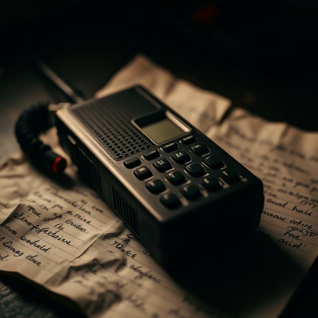 Production radio resting on a run sheet